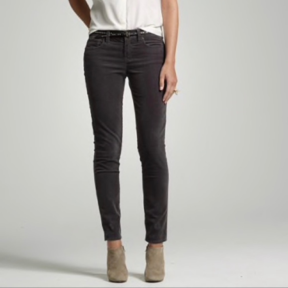 J. Crew “toothpick” low-rise corduroy skinny pants in gray